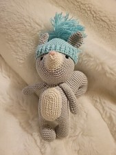 HTF Amigurumi Treasures: Walter The Squirrel Crochet Plush With Blue Hat Beanie