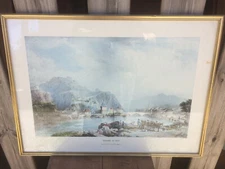 Very Beautiful Color Lithograph Grenoble In 1840 La Bastille Framed Under Glass