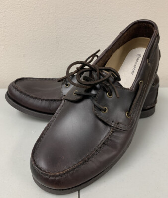 New Rockport Men's Seaforthe Dark Brown Leather Boat Shoes