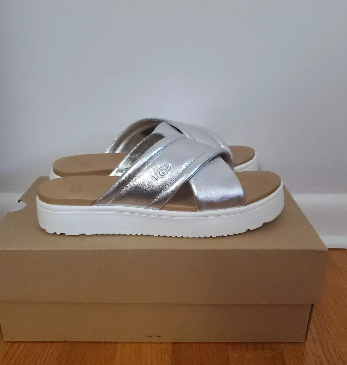 Silver top ugg sandals