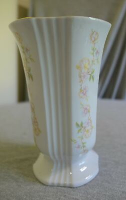 Vintage Porcelain Alba Julia Romania Hand Painted Pink Flowers Vase 7 3/8'' H
