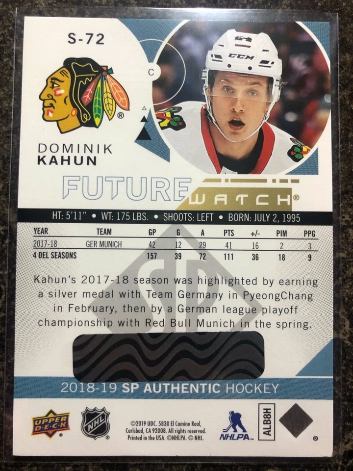 2018 SP Authentic Spectrum FX Future Watch Level 2 Bounty Dominik Kahun RC - Image 2 of 2