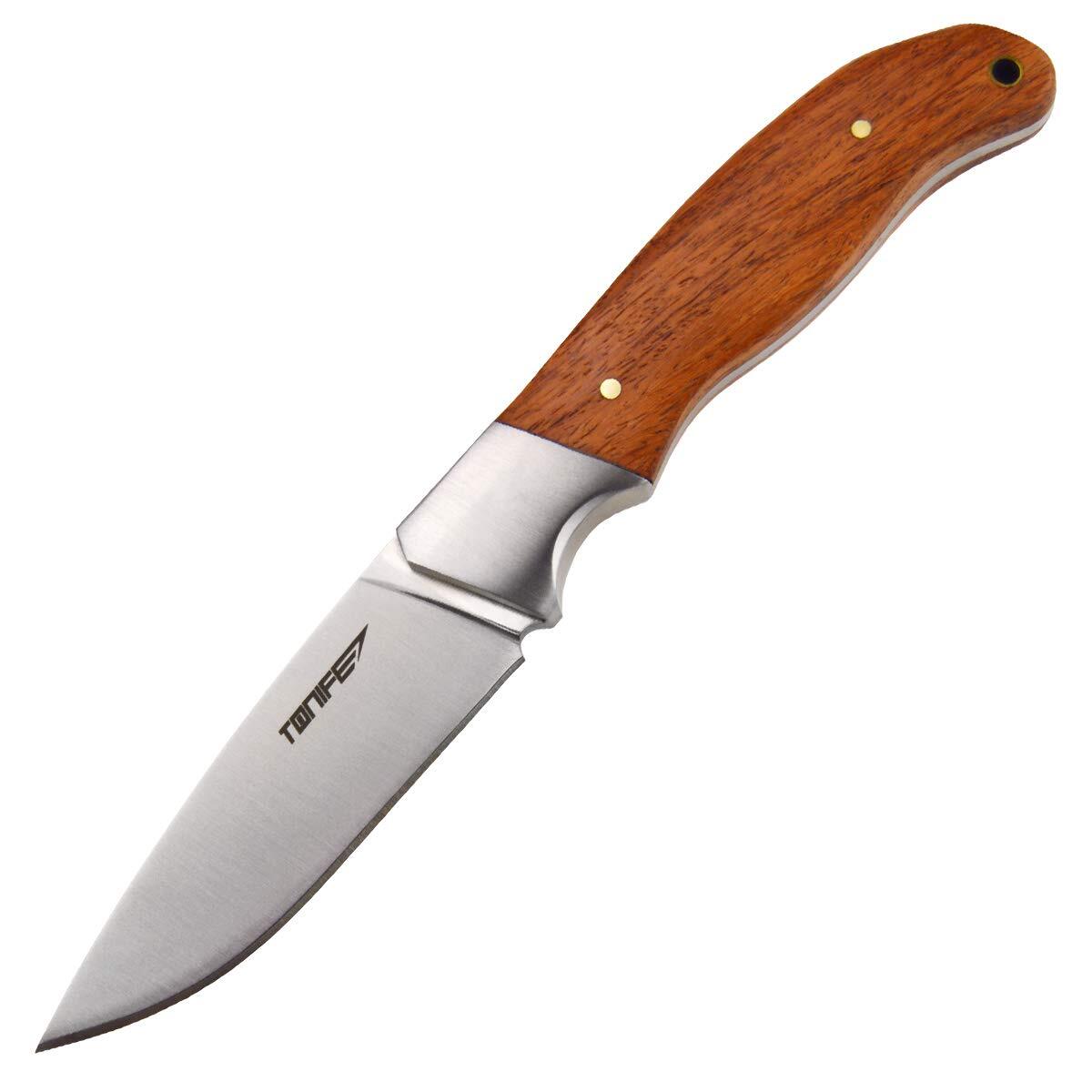 Farmer Full Tang Fixed Blade Hunting Knife with Natural Rosewood Handle and L...