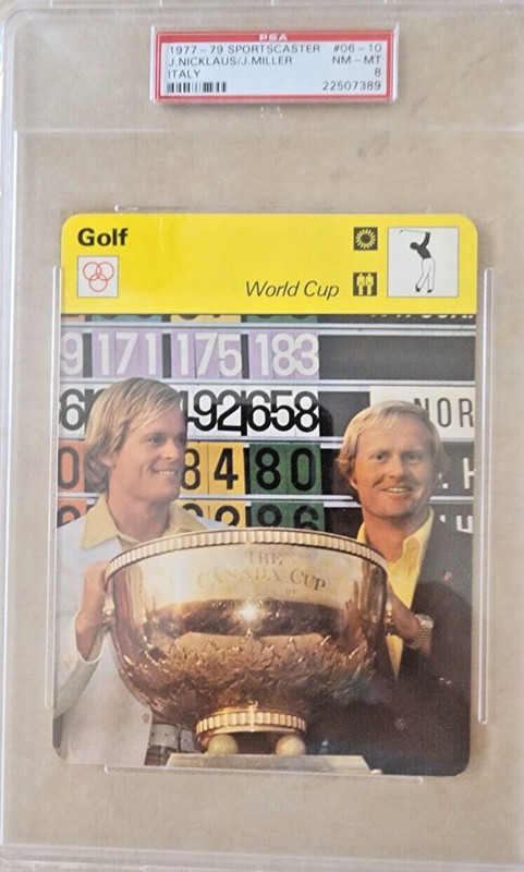 1977-79 Sportscaster Italy #06-10 Jack Nicklaus & Johnny Miller PSA 8 Only 6^