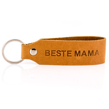 "Samui" Keyring Engraved Best Mum Tumatsch Leather  Genuine Leather in Brown