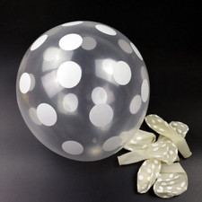 12 PACK White Polka Dots Clear Balloons Birthday Baby Shower Party Decor 12"