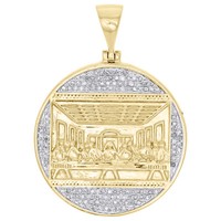 "10K Gelbgold Diamant Letzte Abendmahl Kreis Medaillon AnhäNger 1.6 \" 1/2 Karat"