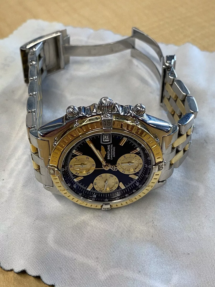 Breitling Chronomat Black Dial Chronograph SS 18K Gold Watch D13352 Automatic