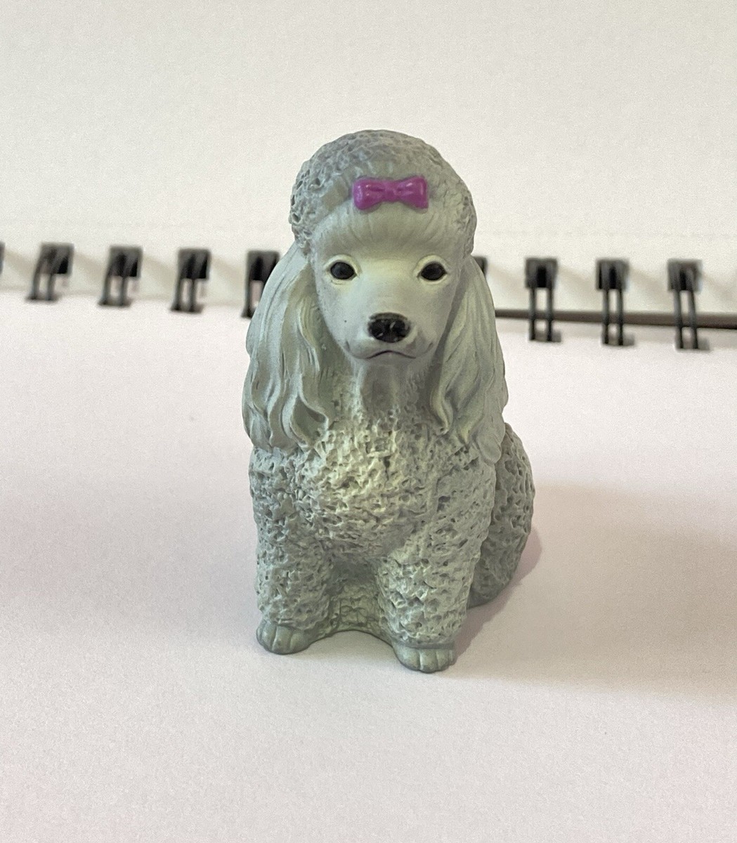 Gray Poodle Dog Figure Hard Toy Or Cake Topper