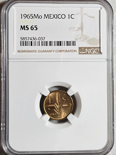 Mexico 1 Centavo 1965 Mo NGC MS 65
