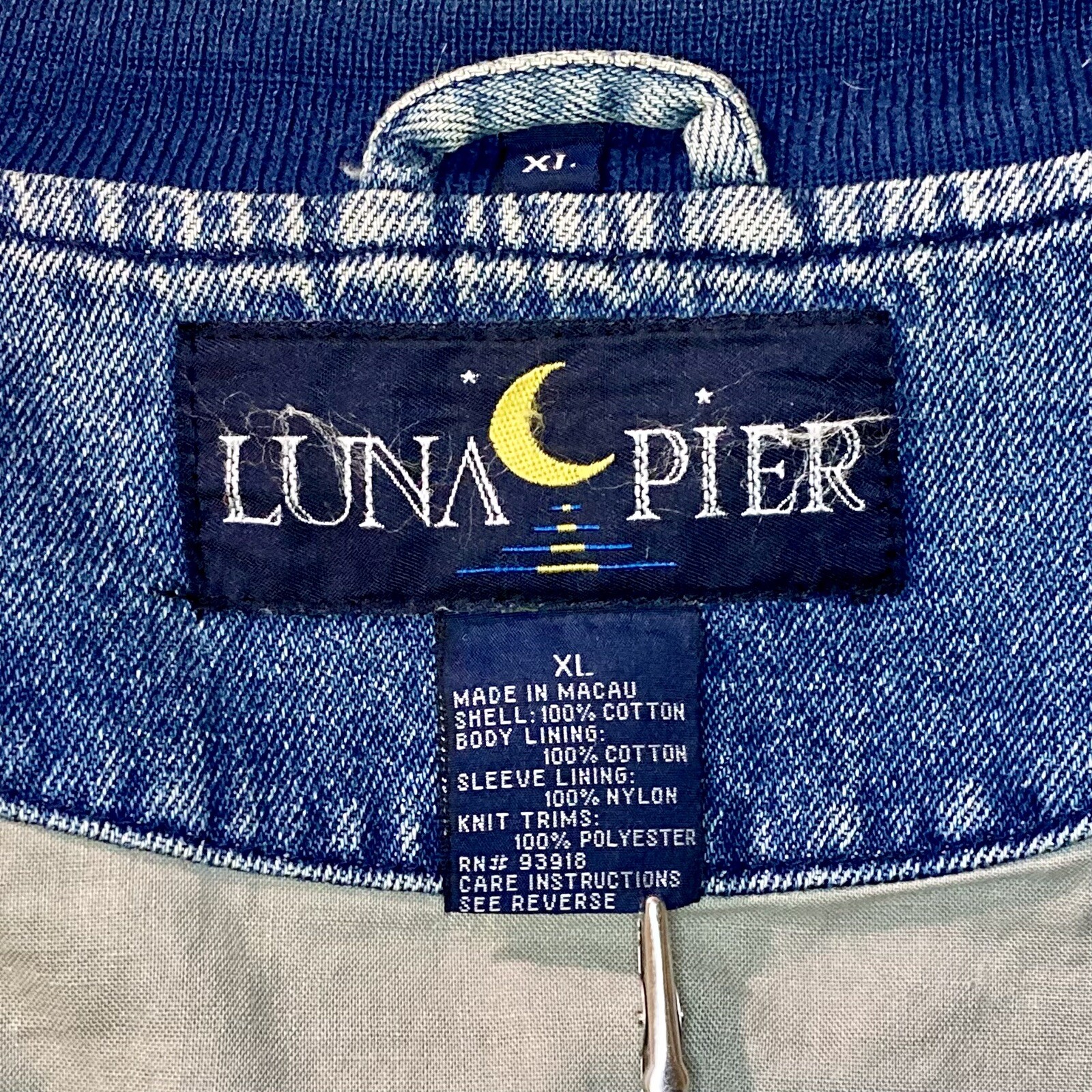Luna Pier Denim Varsity Jacket Men's XL Vintage “… Gem