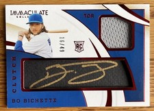 2020 Bo Bichette RC RPA /49 Immaculate Collection Clutch Autograph Relics Gold