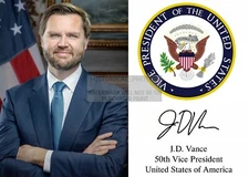 VICE PRESIDENT J.D. VANCE PRESIDENTIAL SEAL AUTOGRAPHED 5X7 PHOTO REPRINT