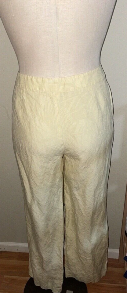 Calça feminina Tommy Bahama de linho de seda tamanho 12 direitos autorais tecido amarelo manteiga  - Imagem 2 de 4