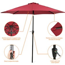 2.7m Large Parasol Umbrella Garden Patio Table Sun Shade Canopy with Crank Tilt