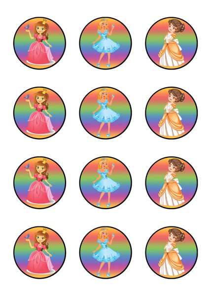 Muffinaufleger Cupcakes Muffins Zuckerpapier Kindergeburtstag Prinzessin FT10-image