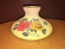 Vintage Lamp Shade Reverse Hand Painted Glass 10” Fitter Beautiful