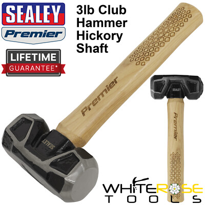 Sealey Club Klumpenhammer 3 Pfund Premier Hickory-Schaft geschmiedeter Kohlenstoffstahlkopf