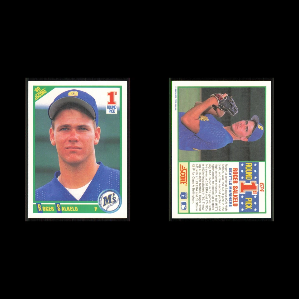 Roger Salkeld Rookie #674 1990 Score Seattle Mariners Baseball Card MLB NM - Image 3 of 3