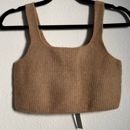 Everlane Wool Yak Blend Ribbed Crop Tank Top Camel Brown Small NWT Sweater Knit