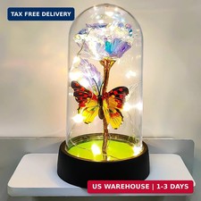 Glass Rose In Glass Dome, Light Up Flower, Forever Flowers, Butterfly Gifts
