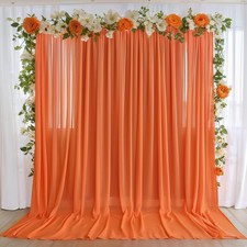 10ft x 10ft Orange Backdrop Curtains, Wrinkle-Free Sheer Chiffon Fabric Photo...