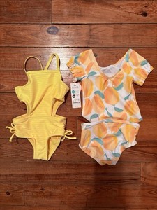 NWT Lot Of Two Infant Baby Girl Swimsuit/Bathing Suit Carter’s Cat Jack 12M 