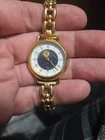 Vintage Timex Watch Moon Phase Women Gold Tone  New Battery