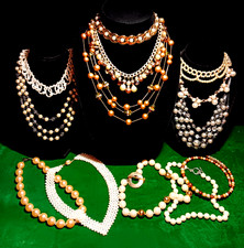 13 Vintage Modern Variety FAUX PEARL CHOKER NECKLACES 4 Designer LOT