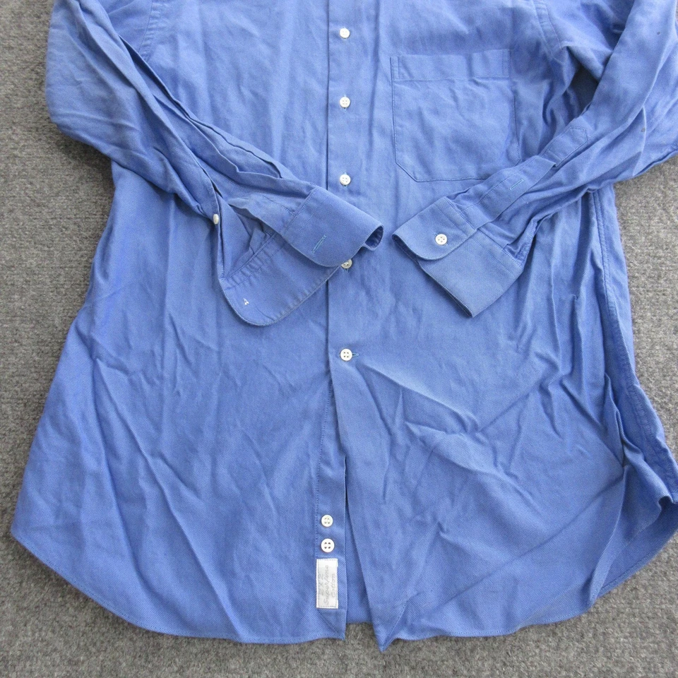 Camisa Ermenegildo Zegna Para Hombres Grande Azul Superfino Algodón Vestido Botón Delantero Foto 3 de 4