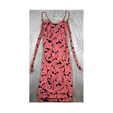 Womens Pink Floral Sundress Sleeveless Tie Back Midi Dress Size Medium