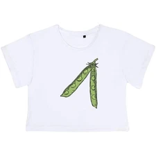 'Peas and Pod' Women's Cotton Crop Tops (CO058487)