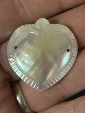Vintage HandCarved Heart Shaped Abalone Shell Pendant