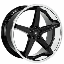 20x9 Lexani Wheels Savage Gloss Black With Chrome Ss Lip Rims 4pcs A1