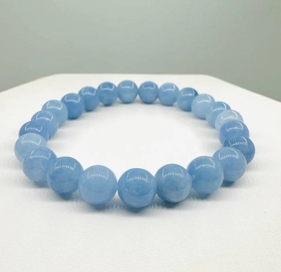 Natural Aquamarine 8mm Beaded Bracelet