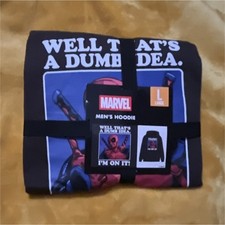 Marvel Deadpool Men's Graphic Print Pullover Hoodie Black L Comics