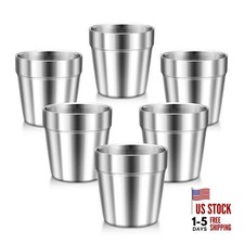 Stainless Steel Cups for Toddler Kids, 6 Ounce Double Wall Insulated Drinking