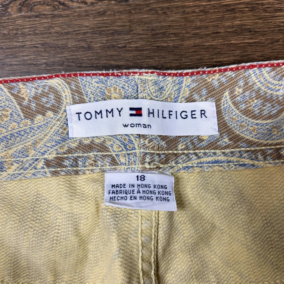 Tommy Hilfiger Pants Womens 18 Brown Allover Paisley Corduroy Bootcut 5-Pocket - Image 2 of 4