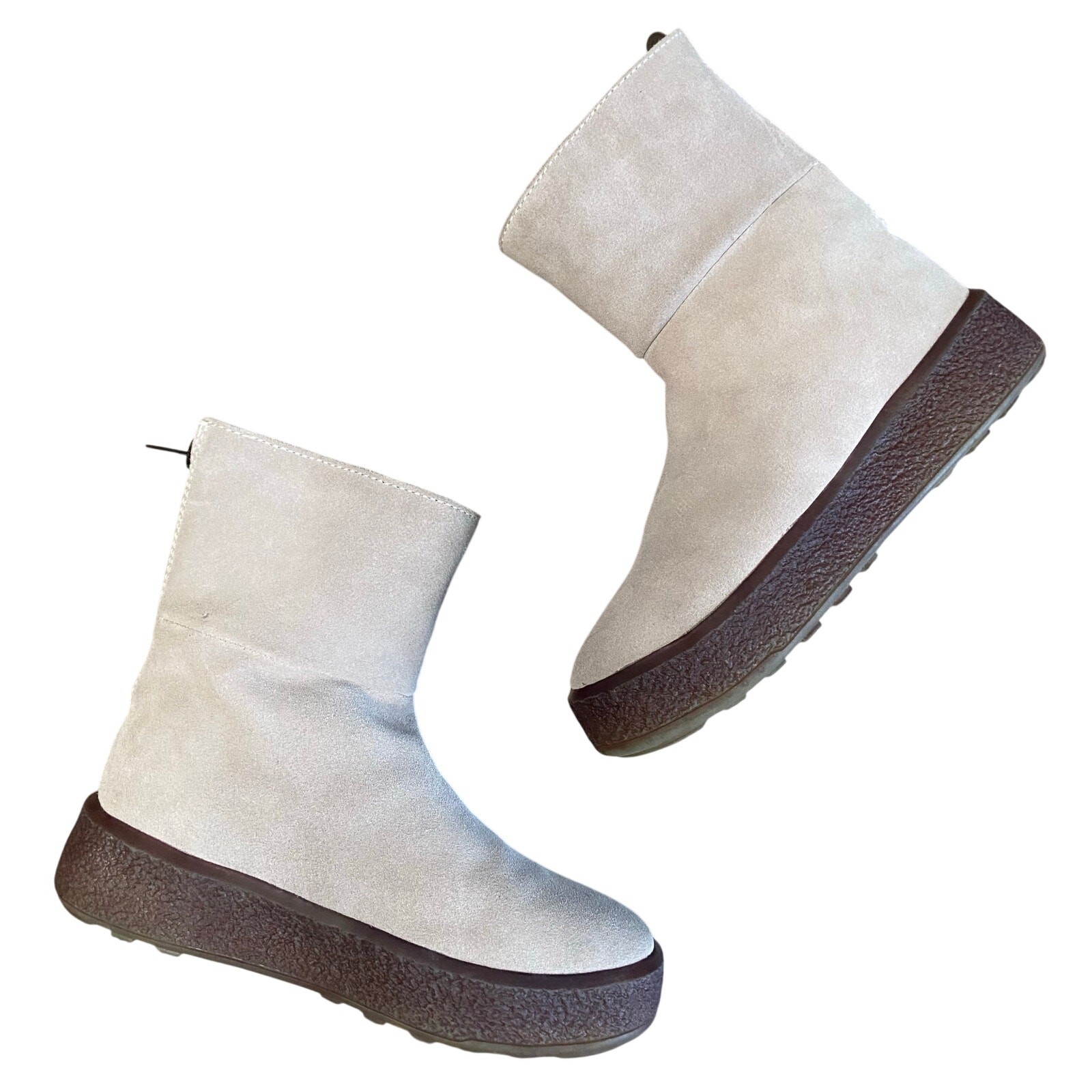 Cougar Button Waterproof Ankle Boots Sz 9 Beige Sueded Lambswool Lined Winter  thumbnail 3