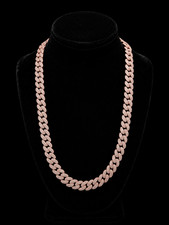 12MM Rose Gold Cuban Link Chain 14K Plated Ic...
