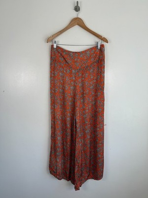 One Hundred Stars Hose M/L weites Bein Palazzo indisch koralle Chintz Paisley
