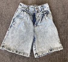 Vintage 80s Jordache R.U. Approved High Waist Acid Wash Denim Shorts Pleated 7/8