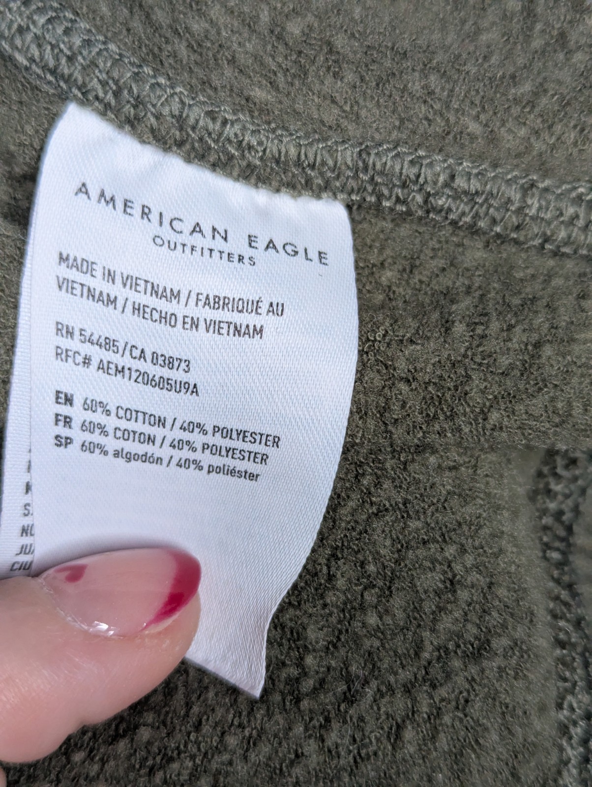 American Eagle Basic Olive Green Henley Fleece Pu… - image 9