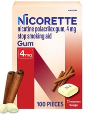 Nicorette Cinnamon Surge Nicotine Gum (4mg) 100 Pieces, Exp 09/2027