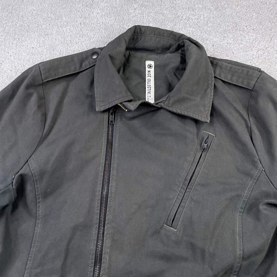 Nice Collective Jacket Mens Medium Canvas Moto Jacket Asymmetrical USA Made - Image 2 of 4