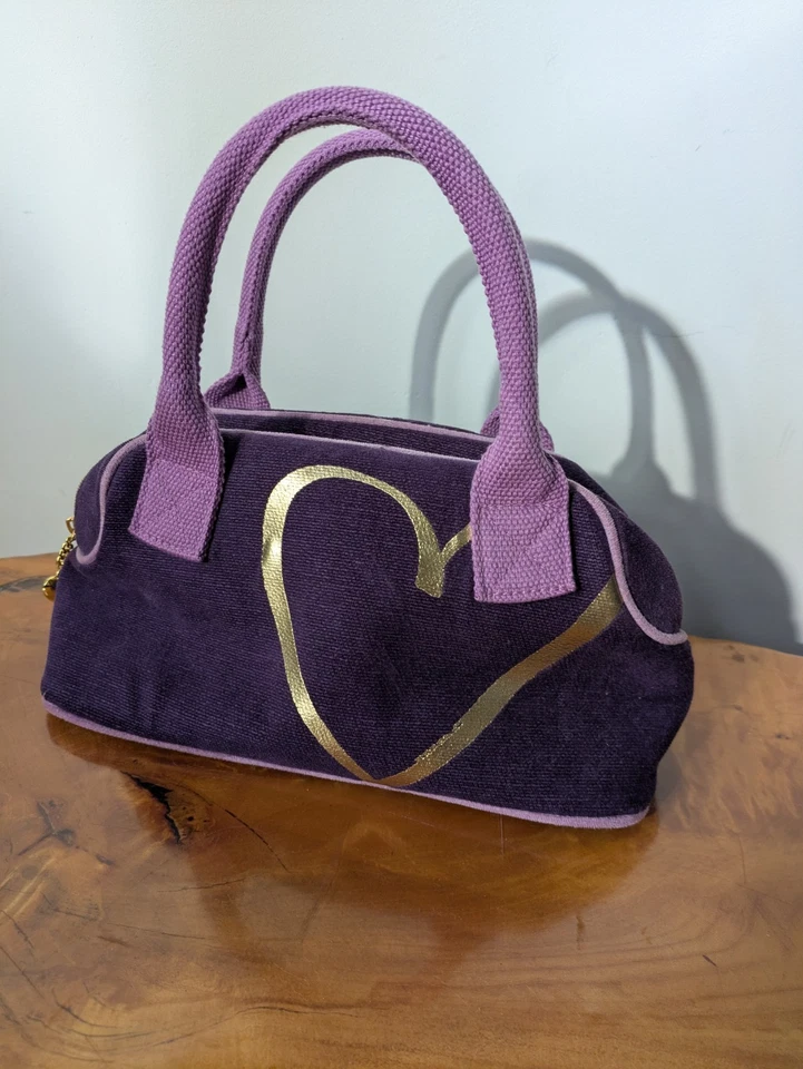 Victoria’s Secret Bolso Cartera Púrpura Vintage Corazón Algodón De Colección Y2K Foto 2 de 4