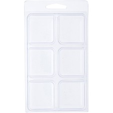 Contenedor de plástico transparente con 6 compartimentos, 1,125" x 1,125" x 1"