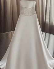 Mori Lee Champagne Ivory Beaded Satin Strapless A-Line Ball Gown Wedding Dress 4