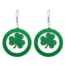 St Patrick's Day Earrings for Women Girls,Shamrock Dangle Earrings Green Clover