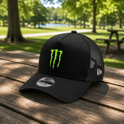 Monster Energy Embroidered Black Trucker Cap Adjustable Mesh Hat